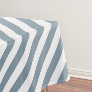 Diagonal blue and white stripes pattern tablecloth