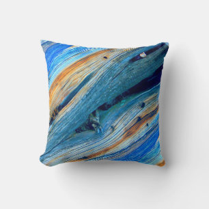 diagonal blue/brown weathered barn boards cushion