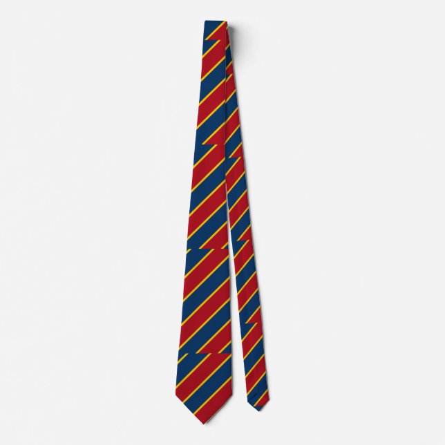 Diagonal Bold Stripes Tie – Blue, Red & Yellow Pat (Front)