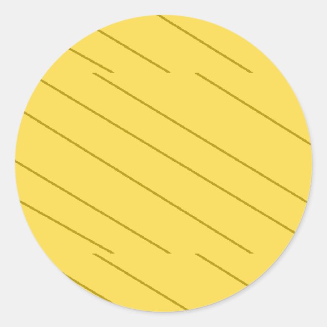 Diagonal brown stripes on mustard yellow classic round sticker (Front)