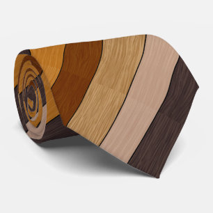 Diagonal Brown Wood Stripes Pattern Tie