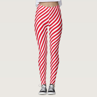 Diagonal Candy Cane Stripe Pattern Leggings