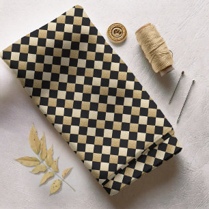 Diagonal Checks Black/Gold Damask DCRX Fabric