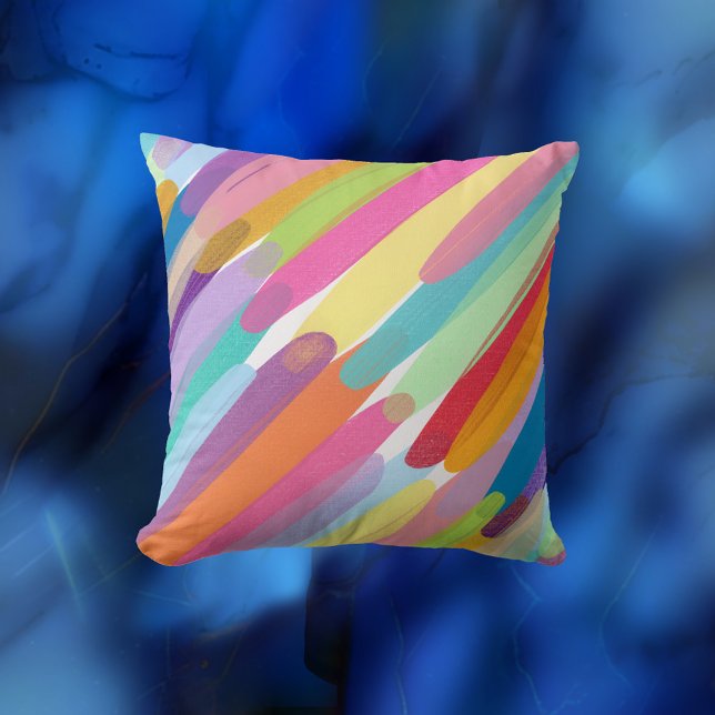 Diagonal Colour Strokes, Abstract Painting Cushion (Creator Uploaded)