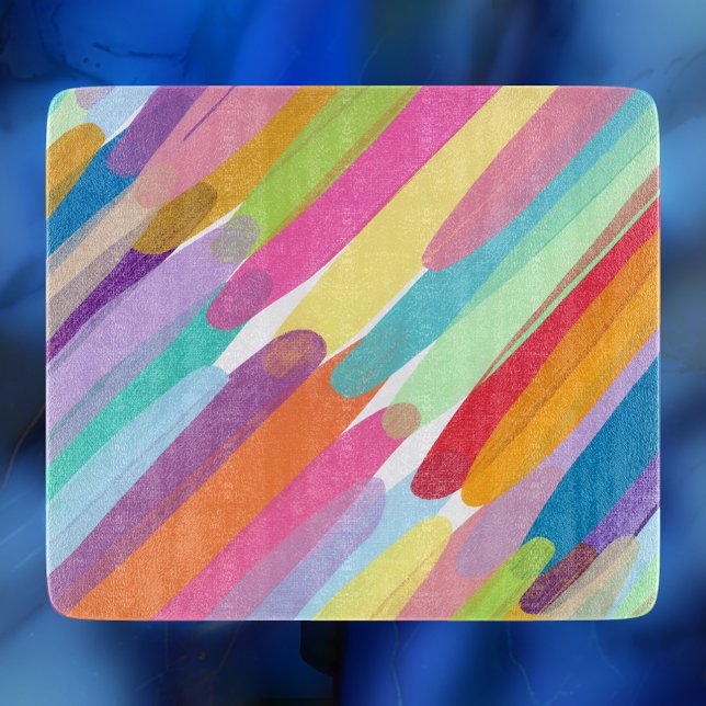 Diagonal Colour Strokes, Abstract Painting Cutting Board (Creator Uploaded)