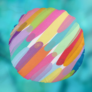 Diagonal Colour Strokes, Abstract Painting Round Cushion
