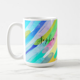 Diagonal Colour Strokes, Name, 70s Abstract Art Coffee Mug