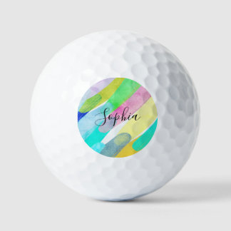 Diagonal Colour Strokes, Name, 70s Abstract Art Golf Balls