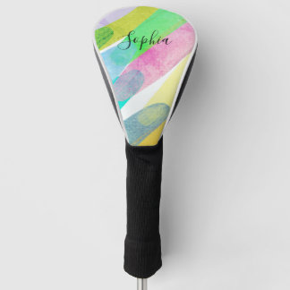 Diagonal Colour Strokes, Name, 70s Abstract Art Golf Head Cover