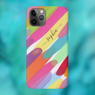 Diagonal Colour Strokes, Name, Abstract Painting iPhone 11 Pro Case