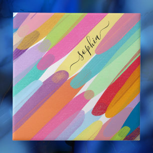 Diagonal Colour Strokes, Name, Abstract Painting Ceramic Tile