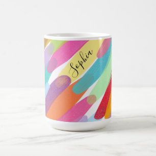 Diagonal Colour Strokes, Name, Abstract Painting Coffee Mug