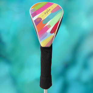 Diagonal Colour Strokes, Name, Abstract Painting Golf Head Cover