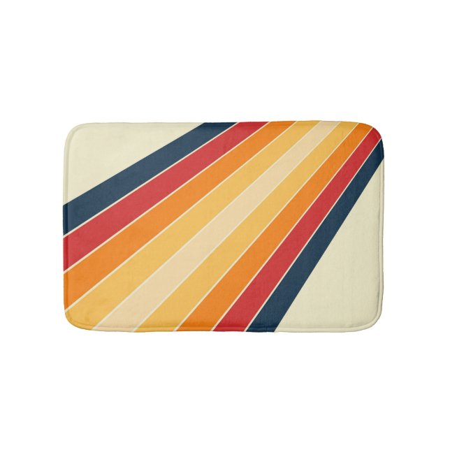 Diagonal colourful retro style sun rays bath mat (Front)