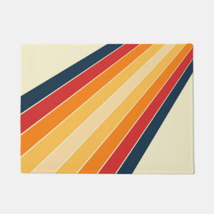 Diagonal colourful retro style sun rays doormat