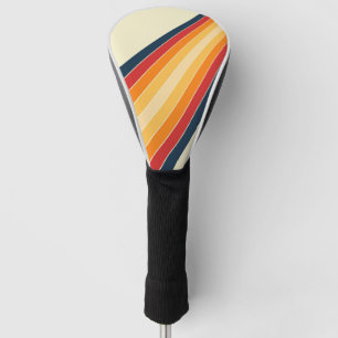 Diagonal colourful retro style sun rays golf head cover