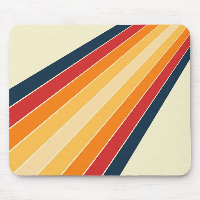 Diagonal colourful retro style sun rays mouse pad (Front)