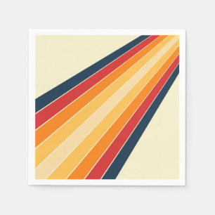 Diagonal colourful retro style sun rays napkin