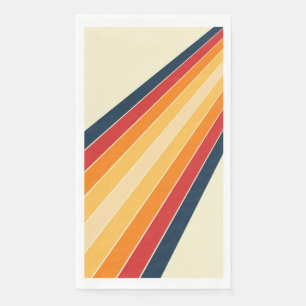 Diagonal colourful retro style sun rays napkin