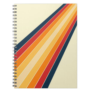 Diagonal colourful retro style sun rays notebook
