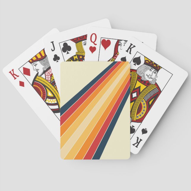 Diagonal colourful retro style sun rays playing cards (Back)