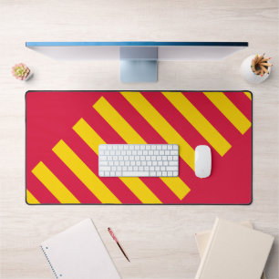 Diagonal Crimson & Gold Desk Mat – Customisable