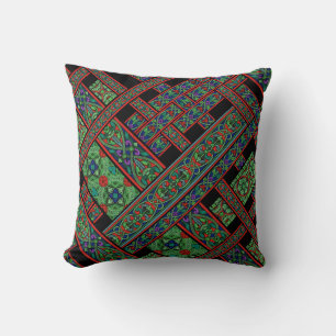 Diagonal Emerald Twilight Throw Pillow