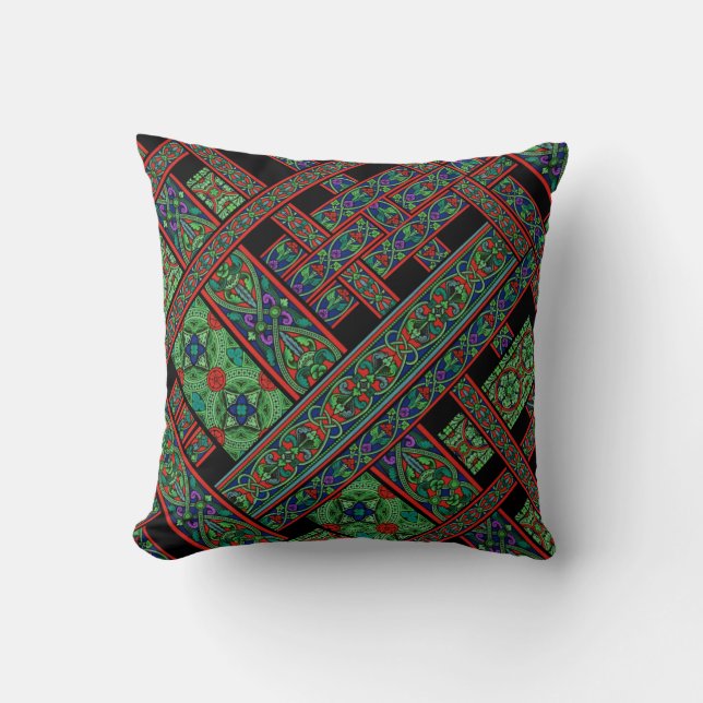 Diagonal Emerald Twilight Throw Pillow (Front)