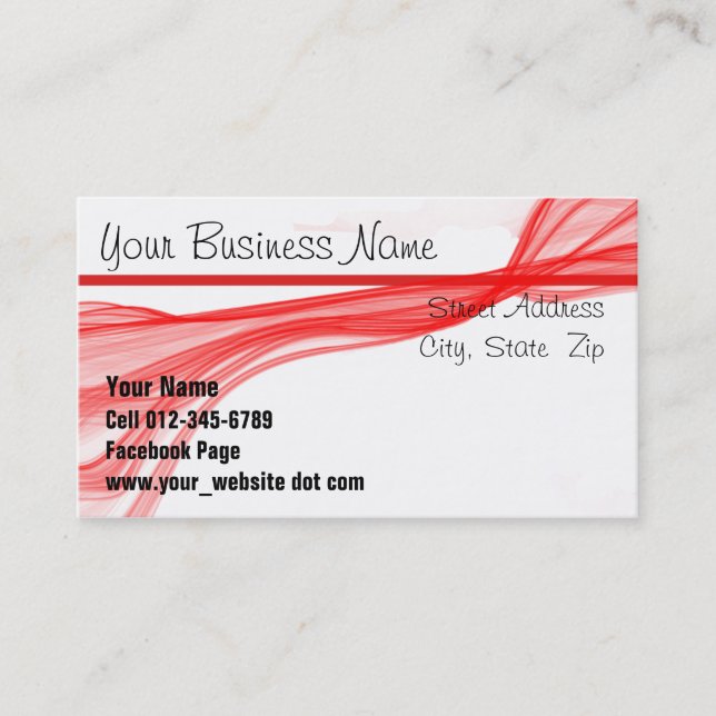 Diagonal Flowing Red Streaks Appointment Card (Front)