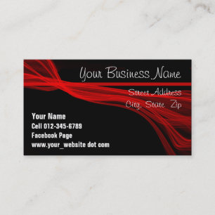 Diagonal Flowing Red Streaks Over Black Template Appointment Card