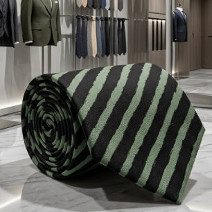 Diagonal Frayed Watercolor Brush Strokes In Green Tie