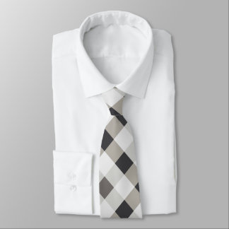 Diagonal Gingham in Charcoal, Light Grey, White Tie