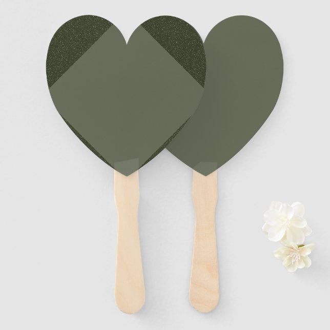 Diagonal Glitter & Matte Moss Heart Fans (Front and Back)