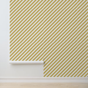 Diagonal golden yellow and white stripes pattern wallpaper