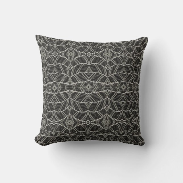 Diagonal Grayish Wavy Spotted Dots Patterned Cushion (Front)