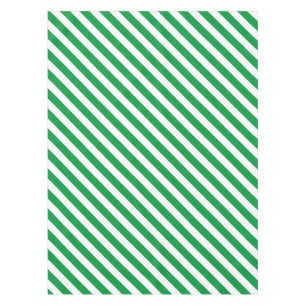 Diagonal Green and White Striped  Tablecloth