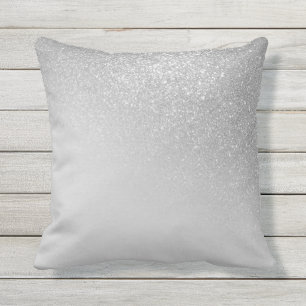 Diagonal Grey Silver Glitter Gradient Ombre Cushion