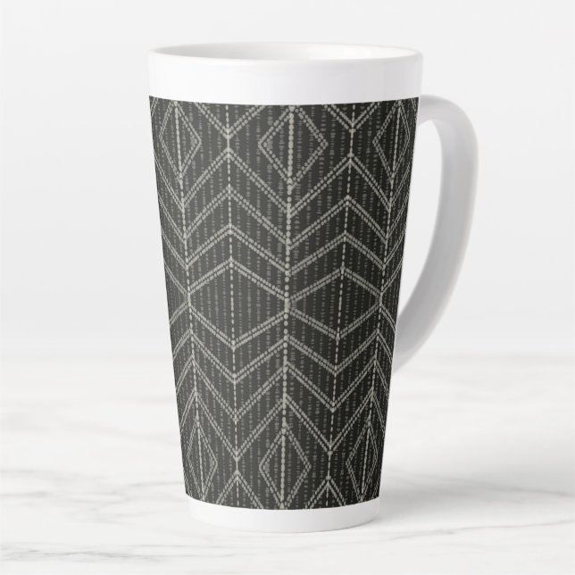 Diagonal Horizontal Vertical Grayish Spotted Dots Latte Mug (Right Angle)
