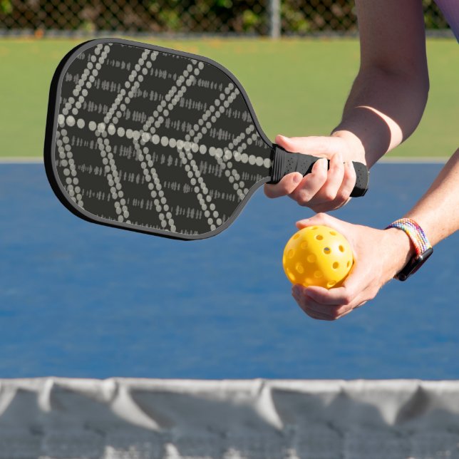 Diagonal Horizontal Vertical Grayish Spotted Dots Pickleball Paddle (Insitu)