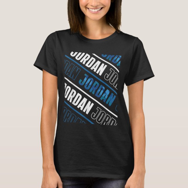 Diagonal Jordan Pattern Camo Pattern Blue Camoufla T-Shirt (Front)