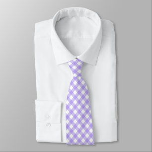 Diagonal Lavender and White Chequerboard Tie