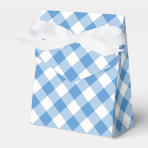 Diagonal Light Blue and White Gingham Plaid Favour Box