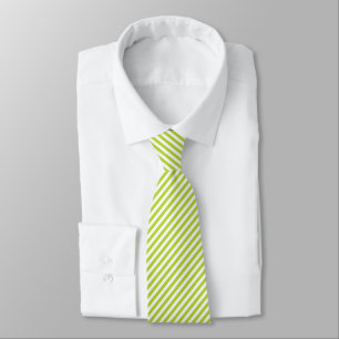Diagonal lime green and white stripes pattern tie