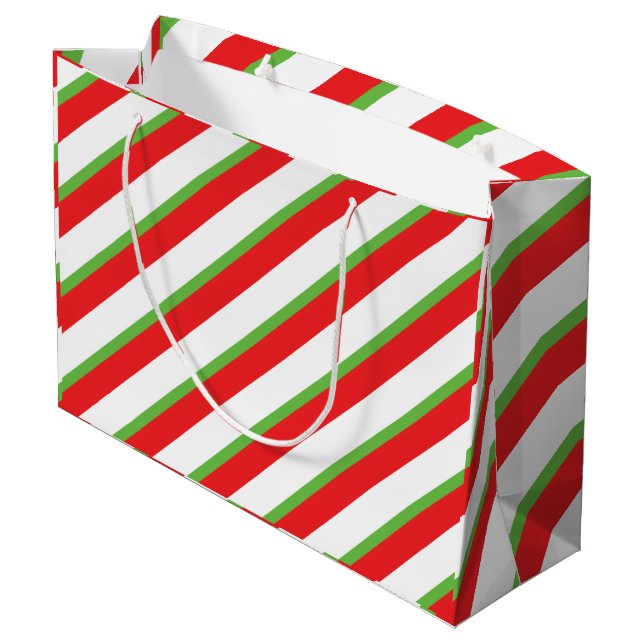 Diagonal lines pattern Christmas gift bag (Back Angled)