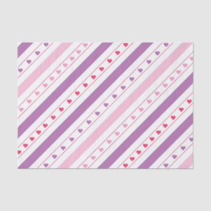Diagonal Lines Pattern with Hearts Tissue Paper