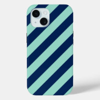 Diagonal Mint Green and Navy Blue Stripes