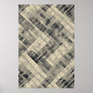 Diagonal Mosaic Grid: Neutral Geometric Tile Poster