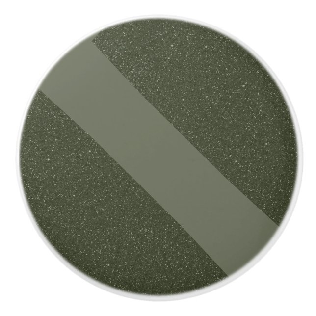 Diagonal Moss Green Ceramic Knob – Customisable (Front)