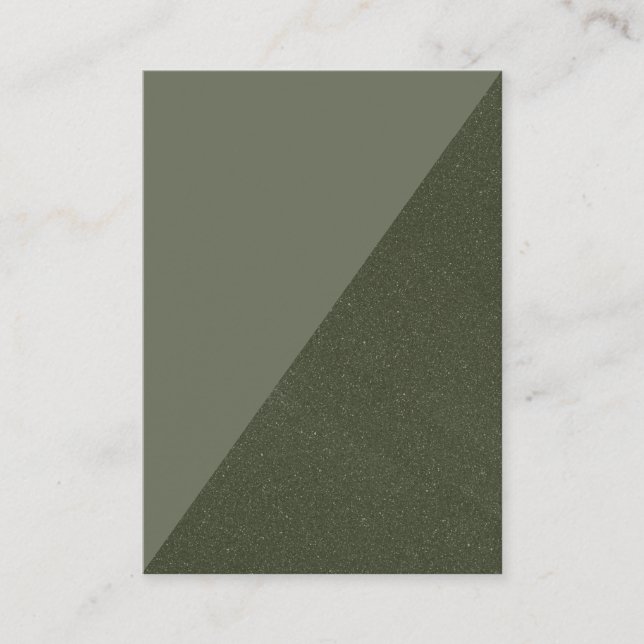 Diagonal Moss Green Flat Place Card (Front)