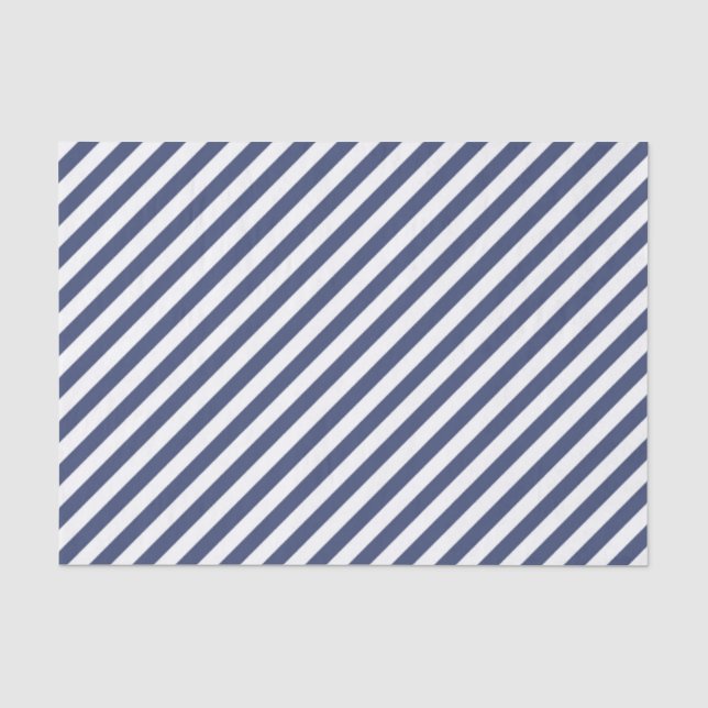 Diagonal navy blue and white stripes pattern tissue paper (Front)